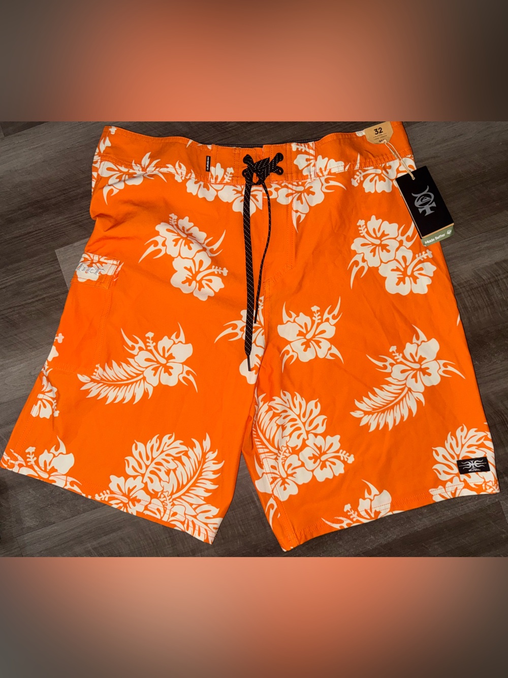 Quiksilver SurfSilk Mercury Collection Orange Board shorts size 32x21